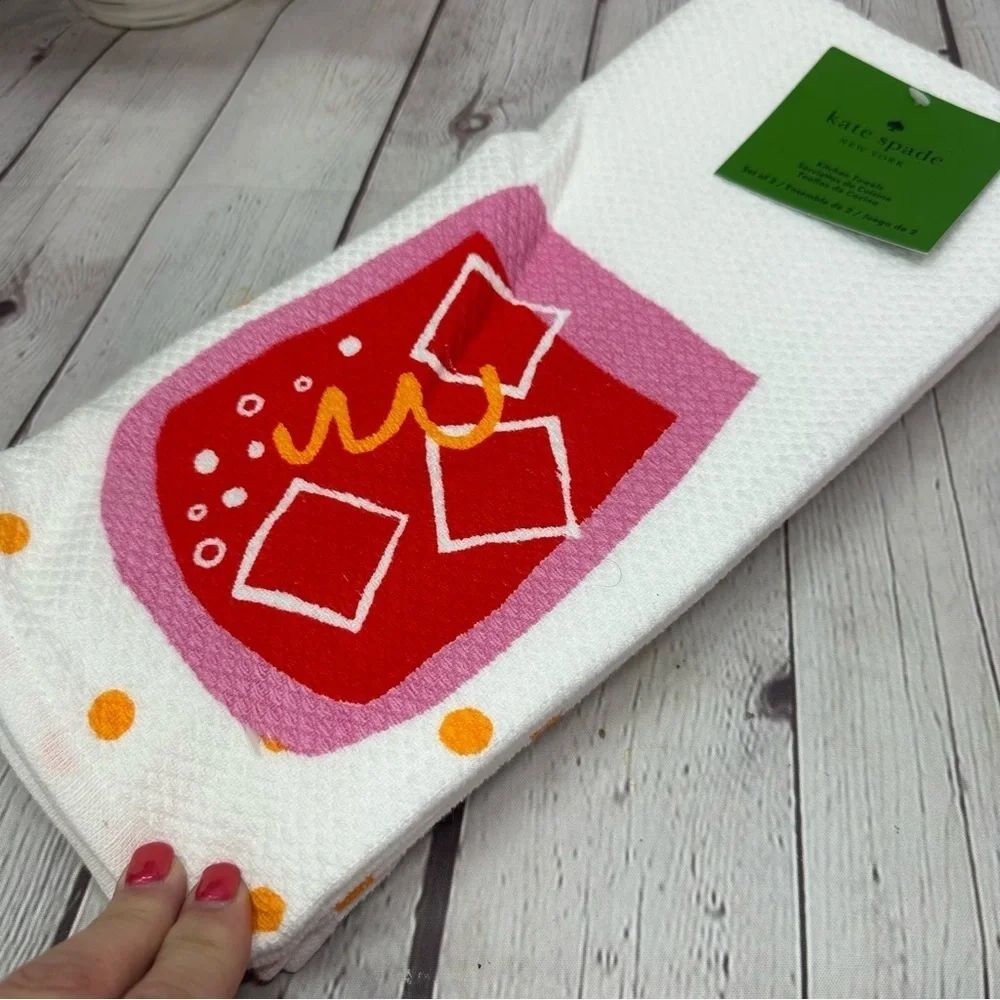 NWT Kate Spade new york summer mocktail cocktail cotton Kitchen Towels 2pc